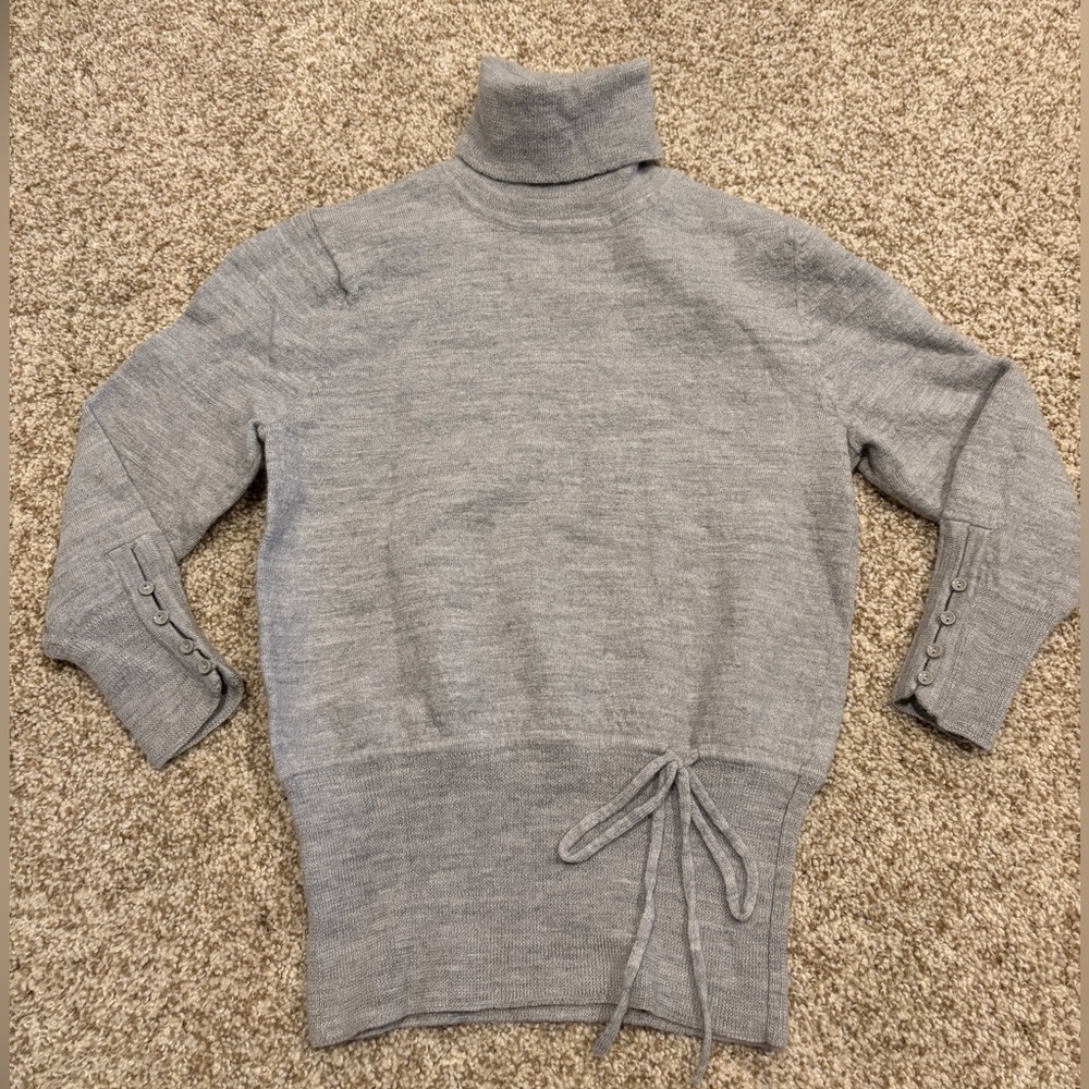 “Marina Luna”, grey, merino wool turtleneck sweater, size small